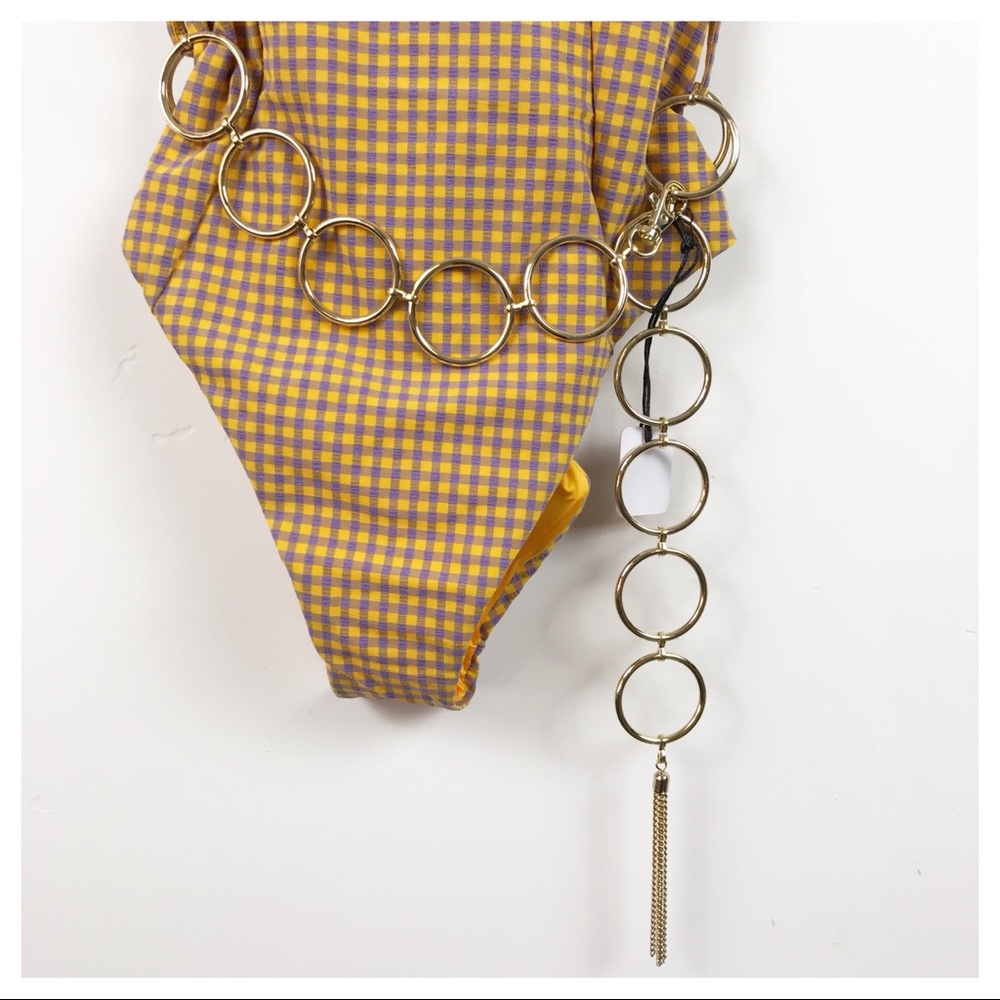 WeWoreWhat Gingham One Piece in Yellow and White - Picture 6 of 11